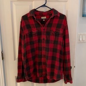 Red and black checkered flannel mens medium